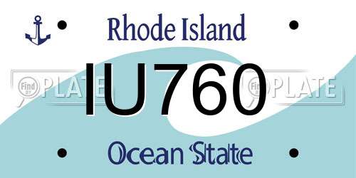IU760 Rhode Island License Plate