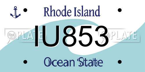 IU853 Rhode Island License Plate