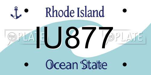 IU877 Rhode Island License Plate