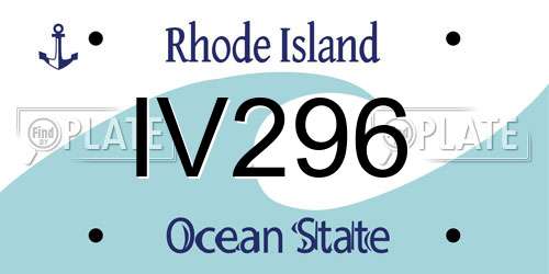 IV296 Rhode Island License Plate