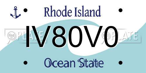 IV80V0 Rhode Island License Plate