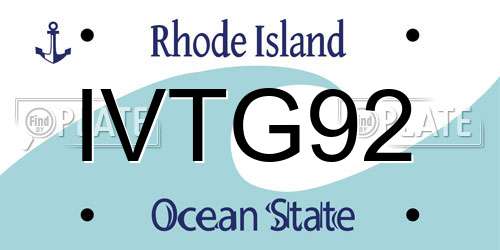 IVTG92 Rhode Island License Plate