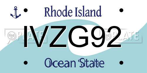 IVZG92 Rhode Island License Plate