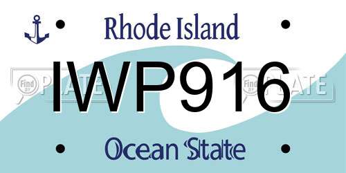 IWP916 Rhode Island License Plate