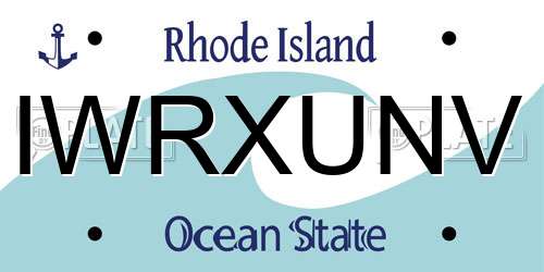 IWRXUNV Rhode Island License Plate