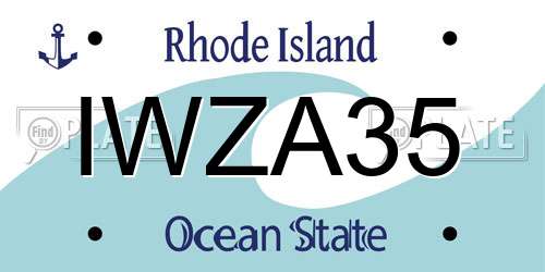 IWZA35 Rhode Island License Plate