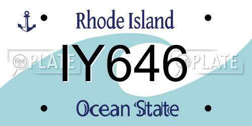 IY646 Rhode Island License Plate