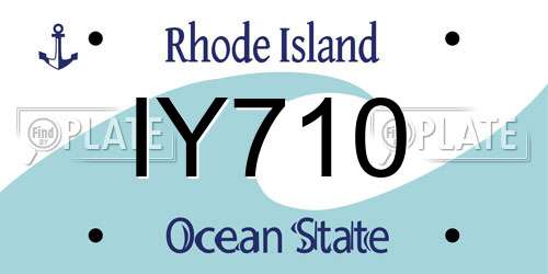 IY710 Rhode Island License Plate