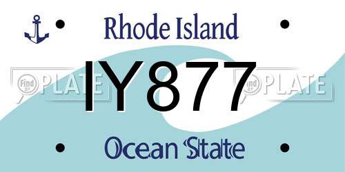 IY877 Rhode Island License Plate