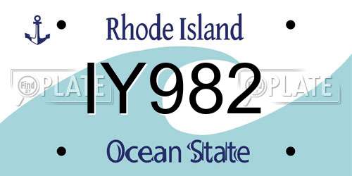 IY982 Rhode Island License Plate