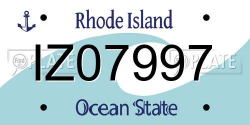 IZ07997 Rhode Island License Plate