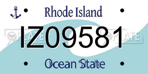IZ09581 Rhode Island License Plate