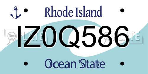 IZ0Q586 Rhode Island License Plate