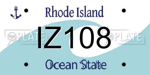 IZ108 Rhode Island License Plate