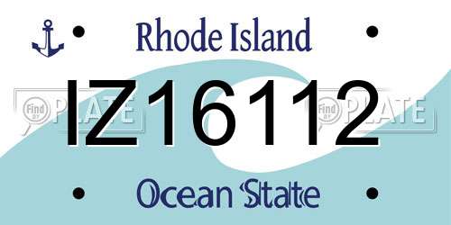 IZ16112 Rhode Island License Plate
