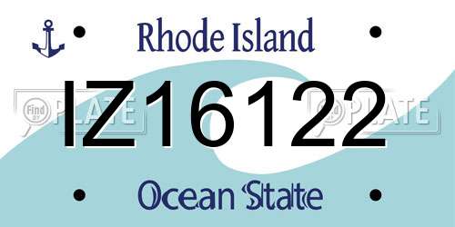 IZ16122 Rhode Island License Plate