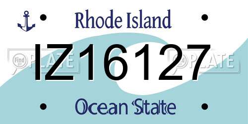 IZ16127 Rhode Island License Plate