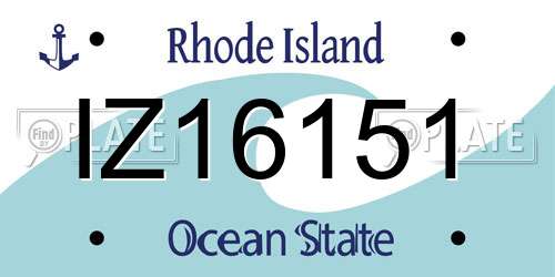 IZ16151 Rhode Island License Plate