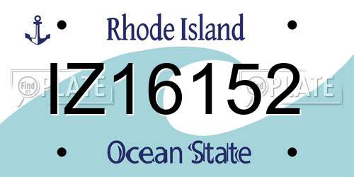 IZ16152 Rhode Island License Plate