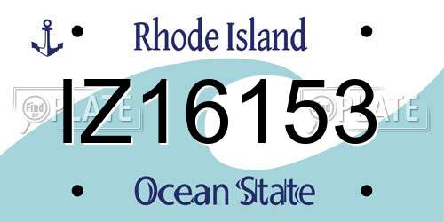 IZ16153 Rhode Island License Plate