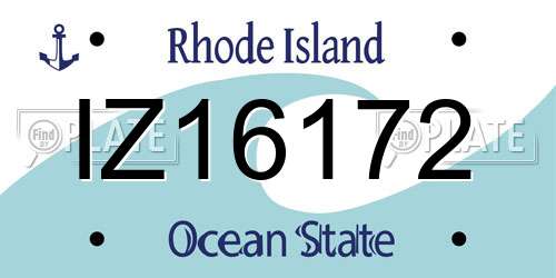 IZ16172 Rhode Island License Plate