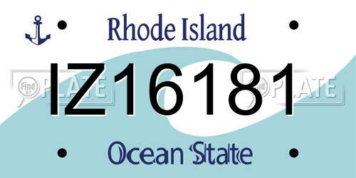 IZ16181 Rhode Island License Plate