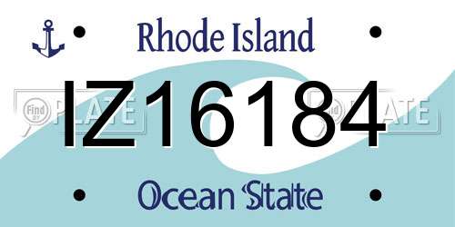 IZ16184 Rhode Island License Plate