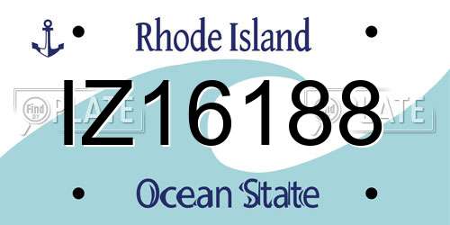 IZ16188 Rhode Island License Plate