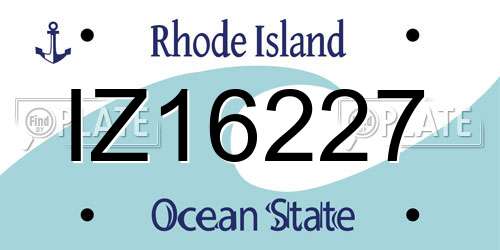 IZ16227 Rhode Island License Plate