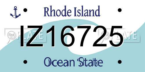 IZ16725 Rhode Island License Plate