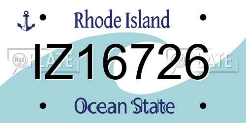 IZ16726 Rhode Island License Plate