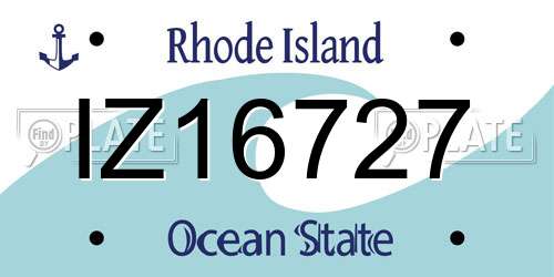 IZ16727 Rhode Island License Plate