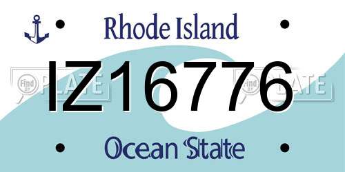 IZ16776 Rhode Island License Plate