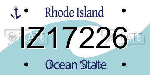 IZ17226 Rhode Island License Plate