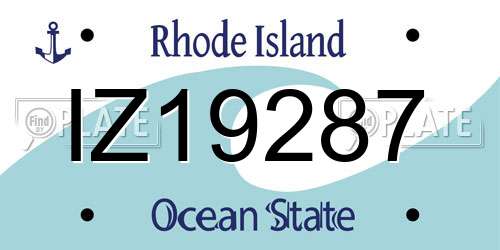IZ19287 Rhode Island License Plate