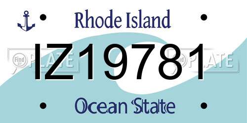 IZ19781 Rhode Island License Plate