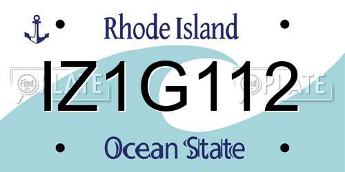 IZ1G112 Rhode Island License Plate