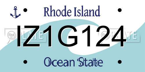 IZ1G124 Rhode Island License Plate