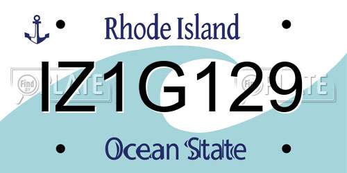 IZ1G129 Rhode Island License Plate