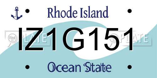 IZ1G151 Rhode Island License Plate