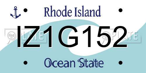 IZ1G152 Rhode Island License Plate
