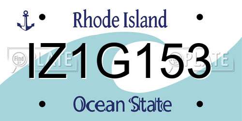 IZ1G153 Rhode Island License Plate