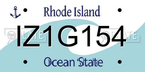 IZ1G154 Rhode Island License Plate