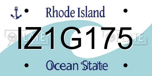 IZ1G175 Rhode Island License Plate