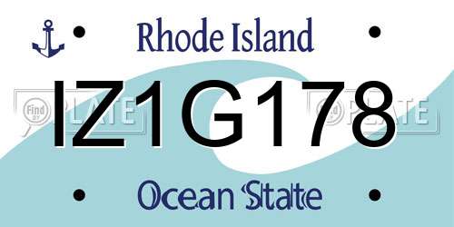IZ1G178 Rhode Island License Plate