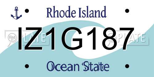IZ1G187 Rhode Island License Plate