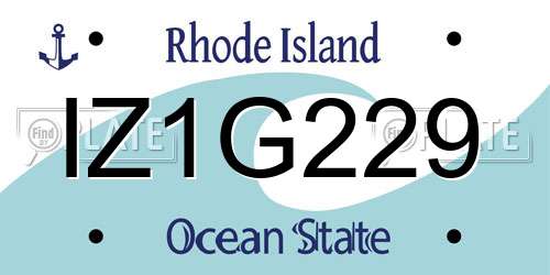 IZ1G229 Rhode Island License Plate