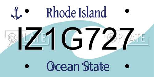 IZ1G727 Rhode Island License Plate