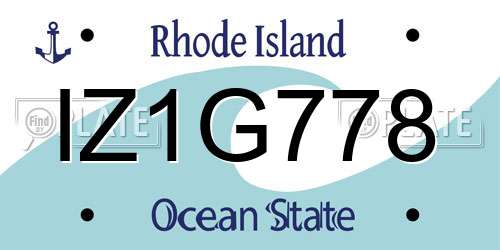 IZ1G778 Rhode Island License Plate