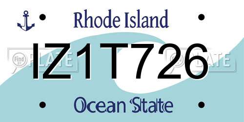 IZ1T726 Rhode Island License Plate